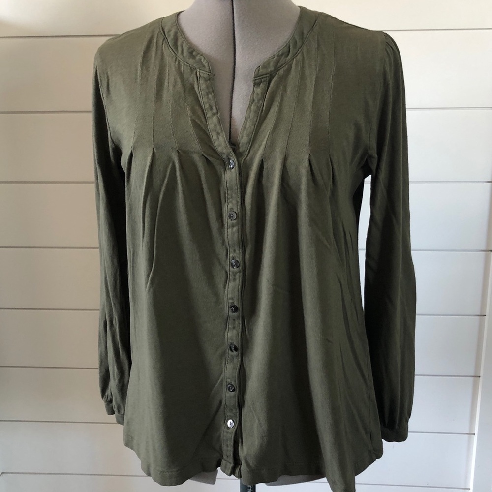 Old Navy Olive Green Button Long Sleeve T-shirt